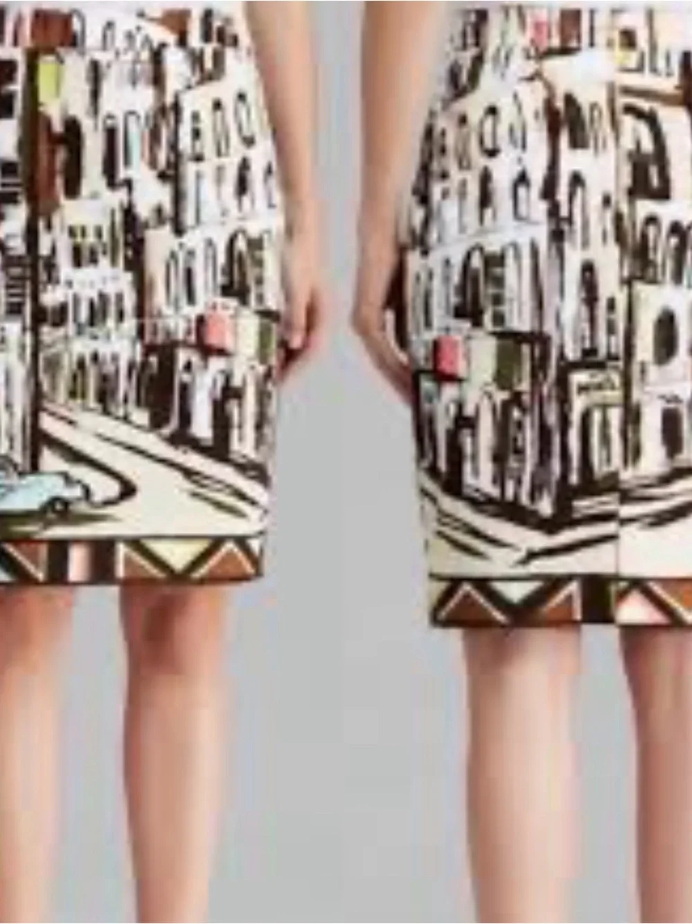 Kate Spade, Havana Cuba ,Printed City-Scape Pencil Skirt in multicolored.